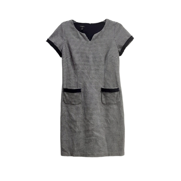 Talbots Navy Print  Houndstooth Dress Size 6P - Picture 1 of 4